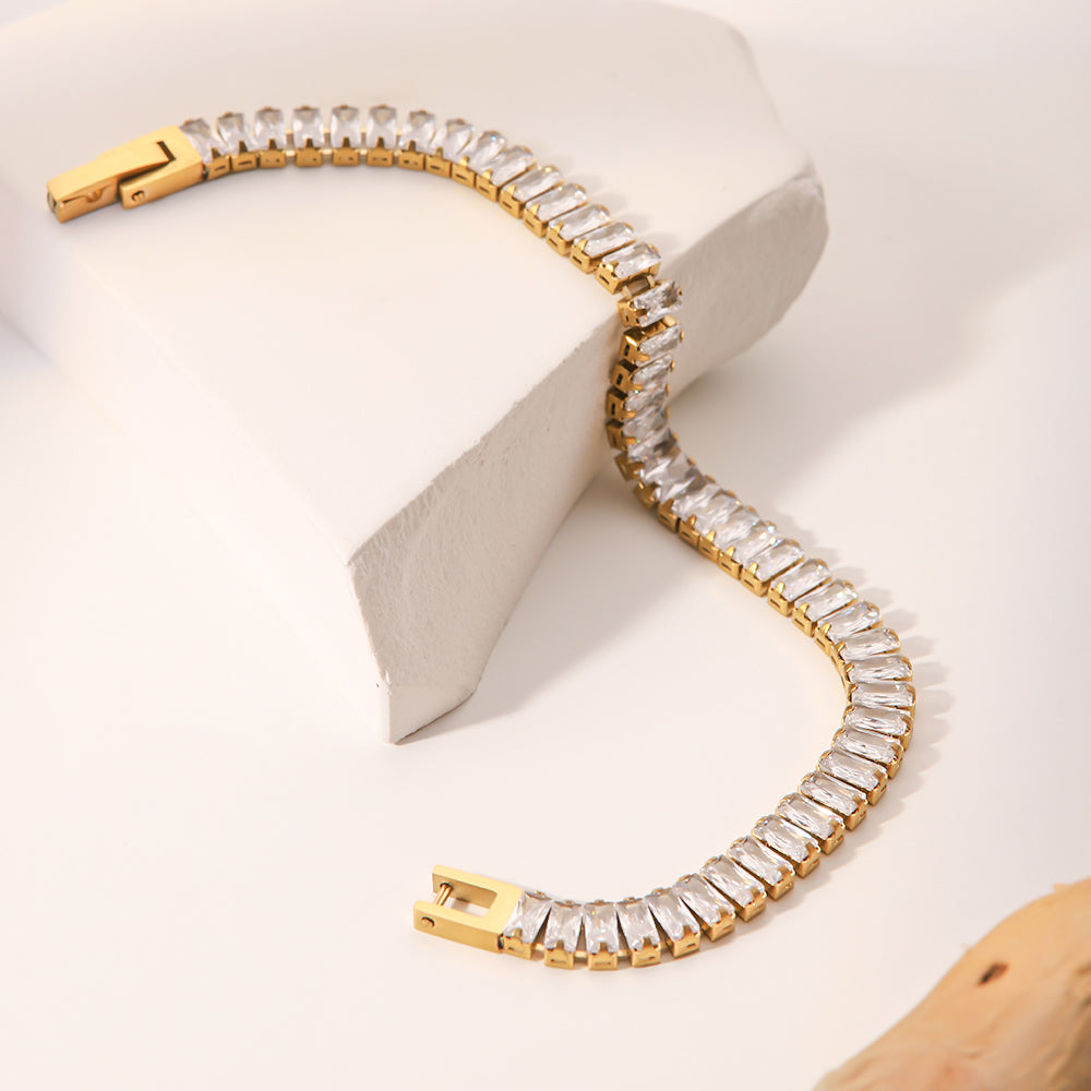 Ayaana Cubic Zirconium Necklace, Bracelet, Earrings Set Stainless Steel Non Tarnish Unbranded