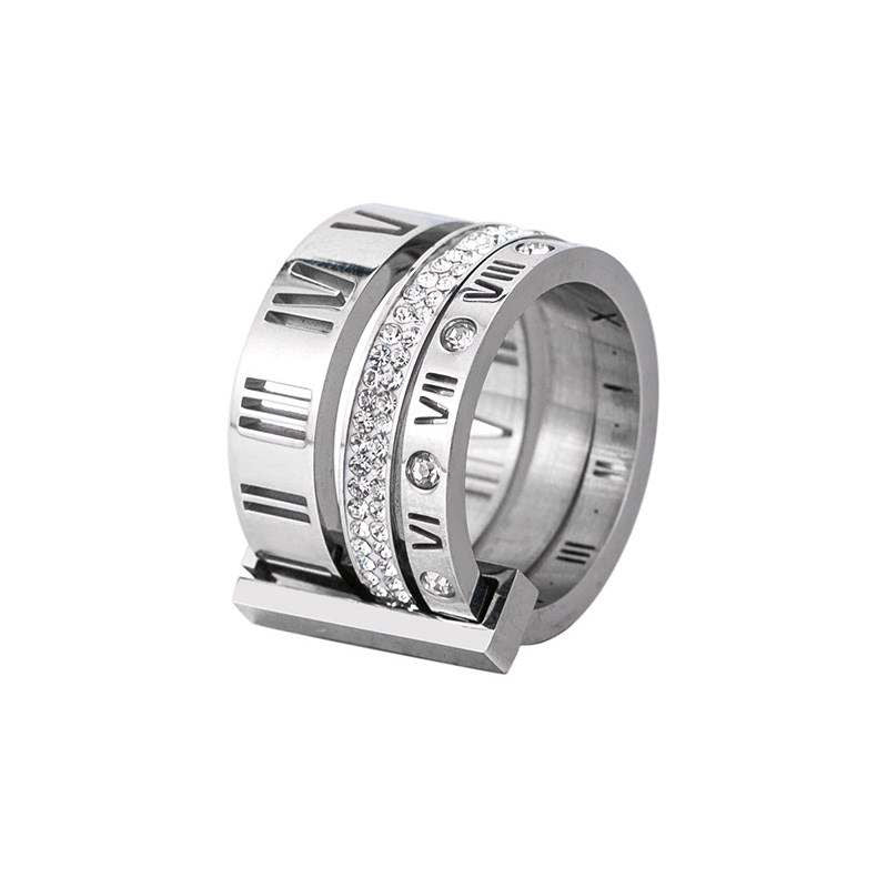 Roman Numeral Triple Band Ring Stainless Steel Non Tarnish Unbranded