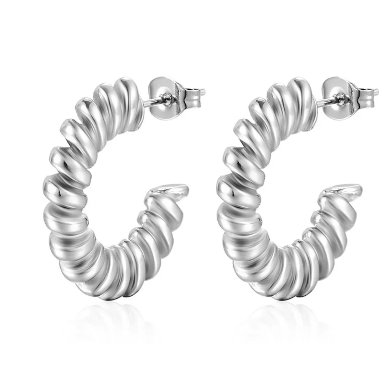 Spiral Twist Hoops Stainless Steel Non Tarnish Unbranded