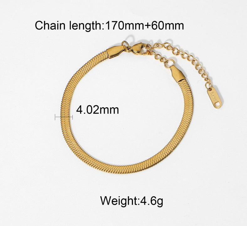 Snake Chain Bracelet Stainless Steel Gold & Silver Unbranded