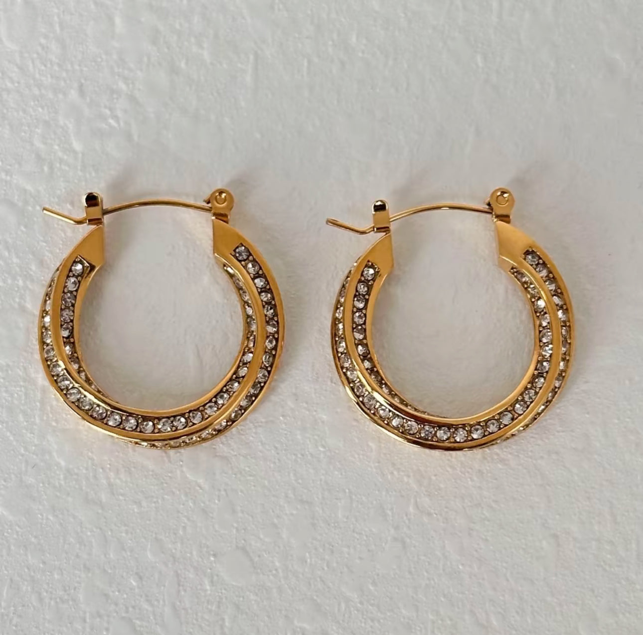 Maya Twist Hoops Zirconia Earrings Gold Non Tarnish Unbranded