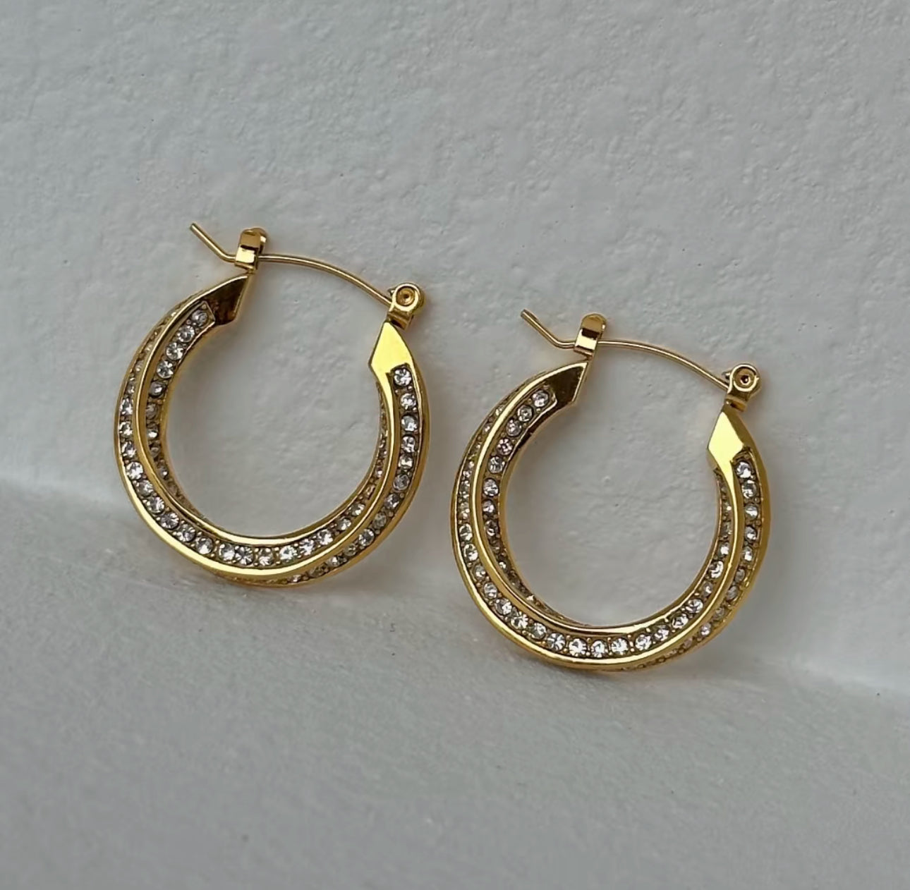 Maya Twist Hoops Zirconia Earrings Gold Non Tarnish Unbranded