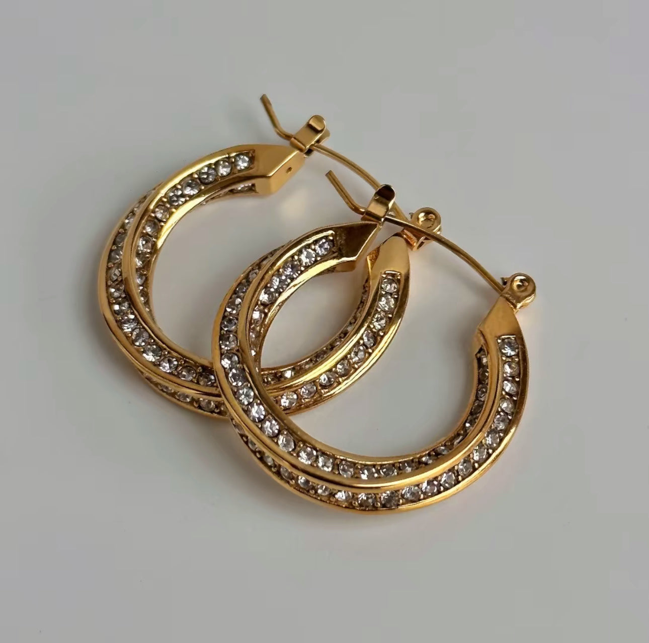 Maya Twist Hoops Zirconia Earrings Gold Non Tarnish Unbranded