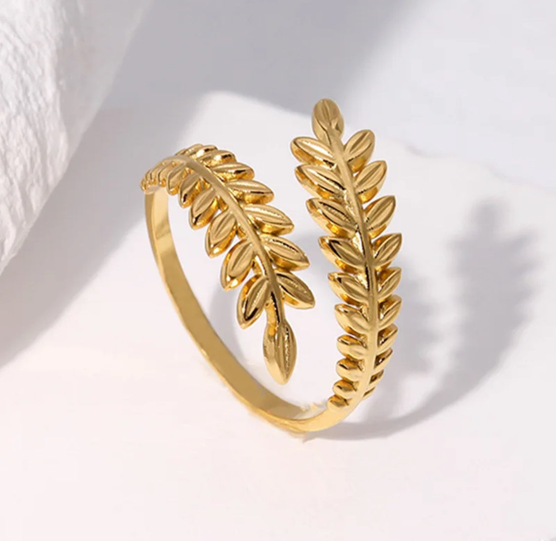 Wheat Leaf Adjustable Ring Gold Stainless Steel Non Tarnish Unbranded