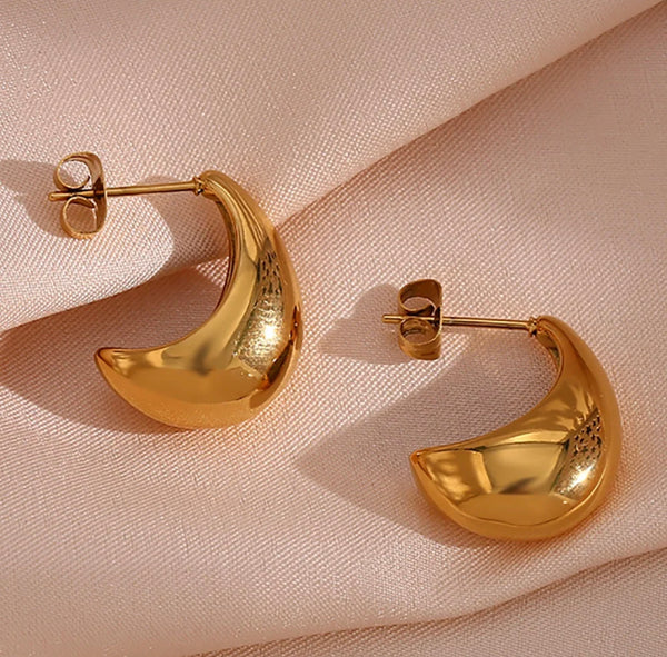 Gold Dome Earrings Stainless Steel Non Tarnish Unbranded
