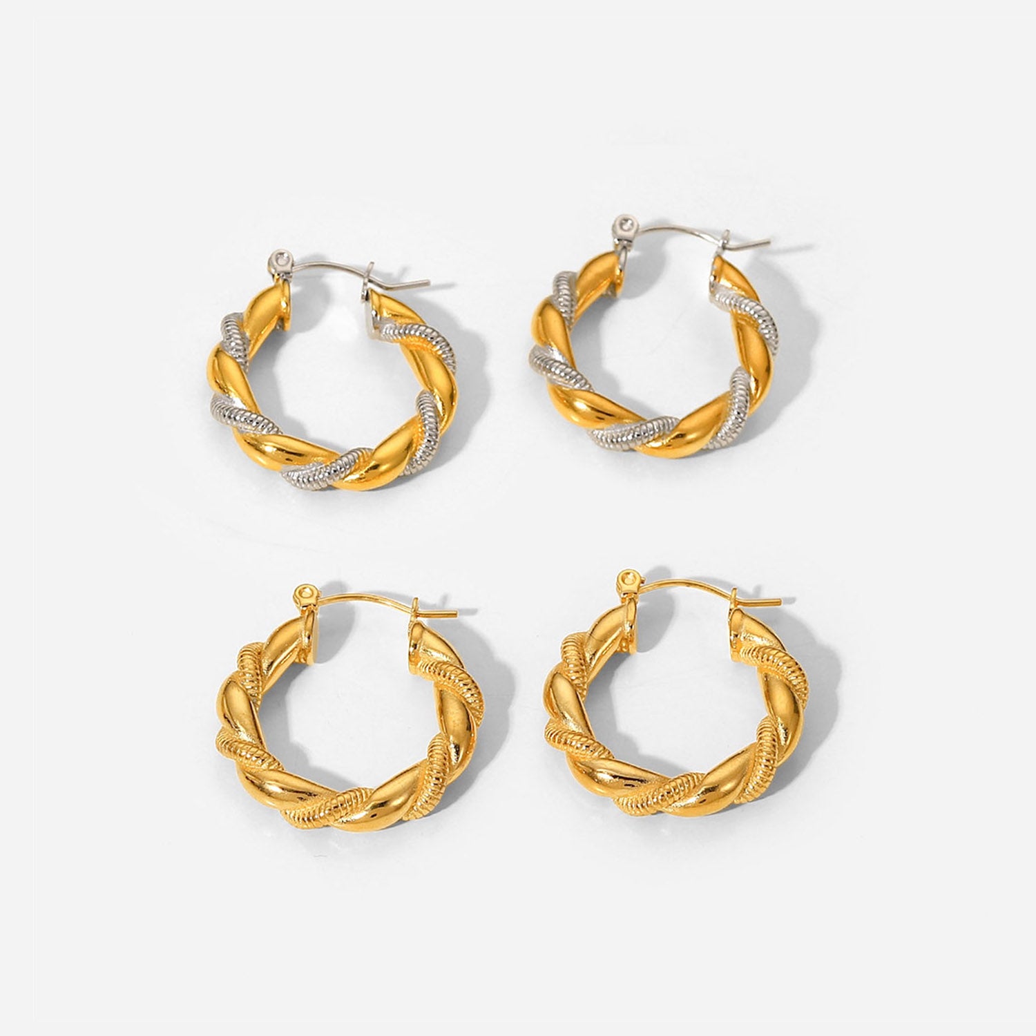 Nuri Twisted Two Tone Hoops Stainless Steel Non Tarnish Unbranded