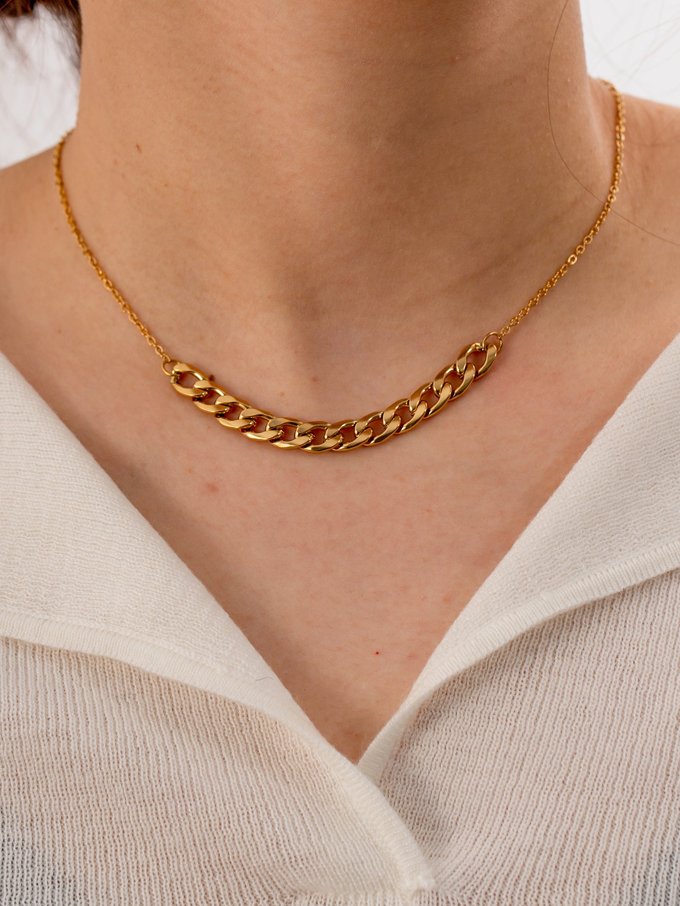 Gold Link Chain Necklace Stainless Steel Non Tarnish Unbranded