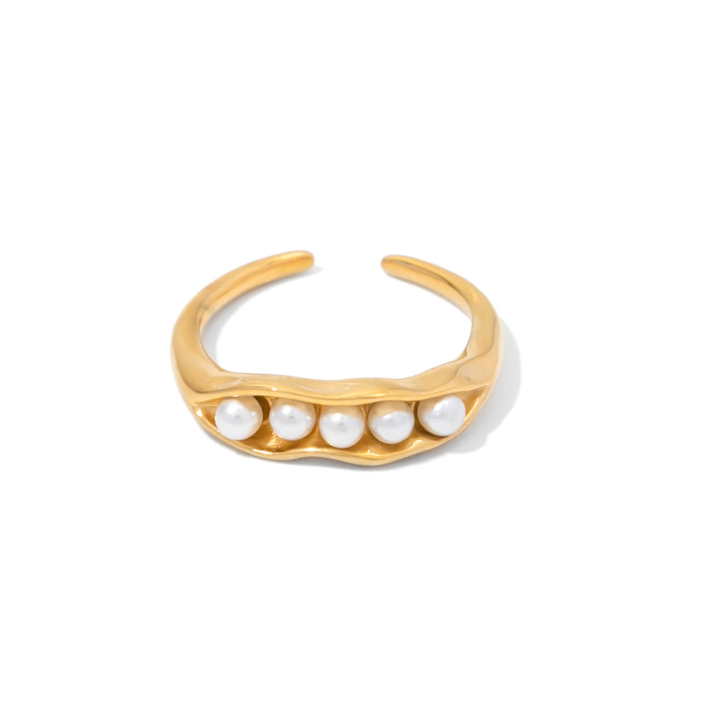 Pearl Ring Adjustable Gold Stainless Steel Non Tarnish Unbranded