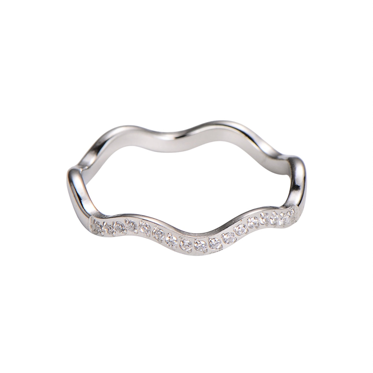 Wave Stone Ring Stainless Steel Non Tarnish Unbranded