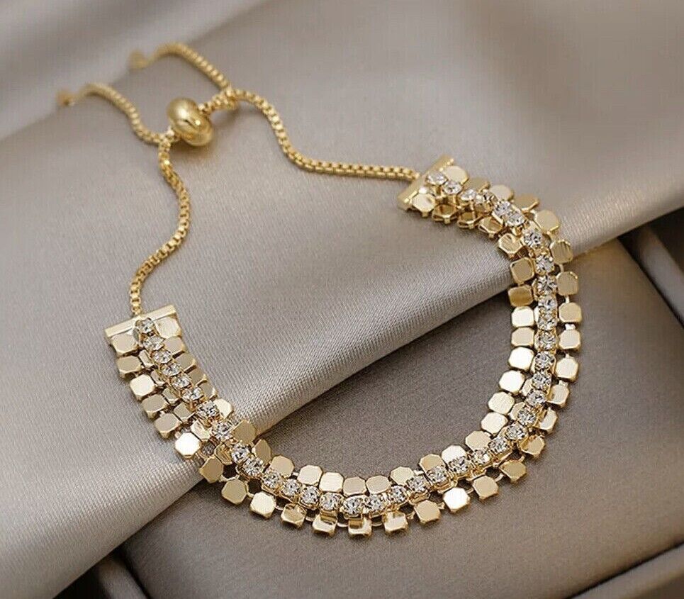 Azina 18K Gold Plated Rhinestone Toggle Bracelet Women Ladies Occasion Wedding Jewellery Unbranded