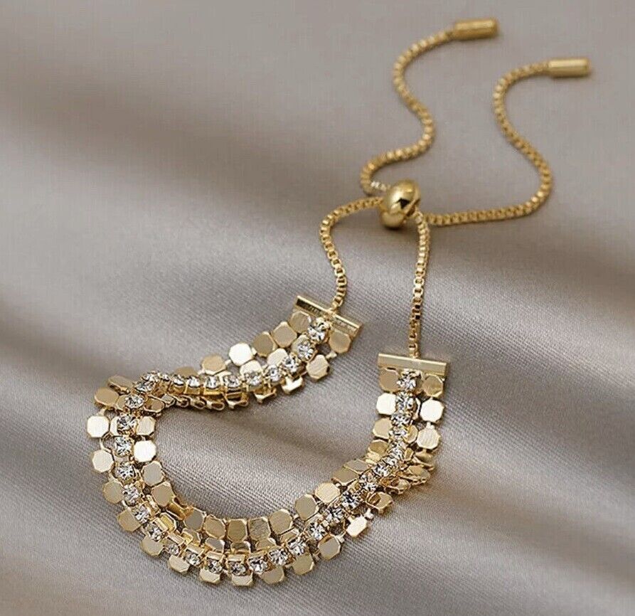 Azina 18K Gold Plated Rhinestone Toggle Bracelet Women Ladies Occasion Wedding Jewellery Unbranded
